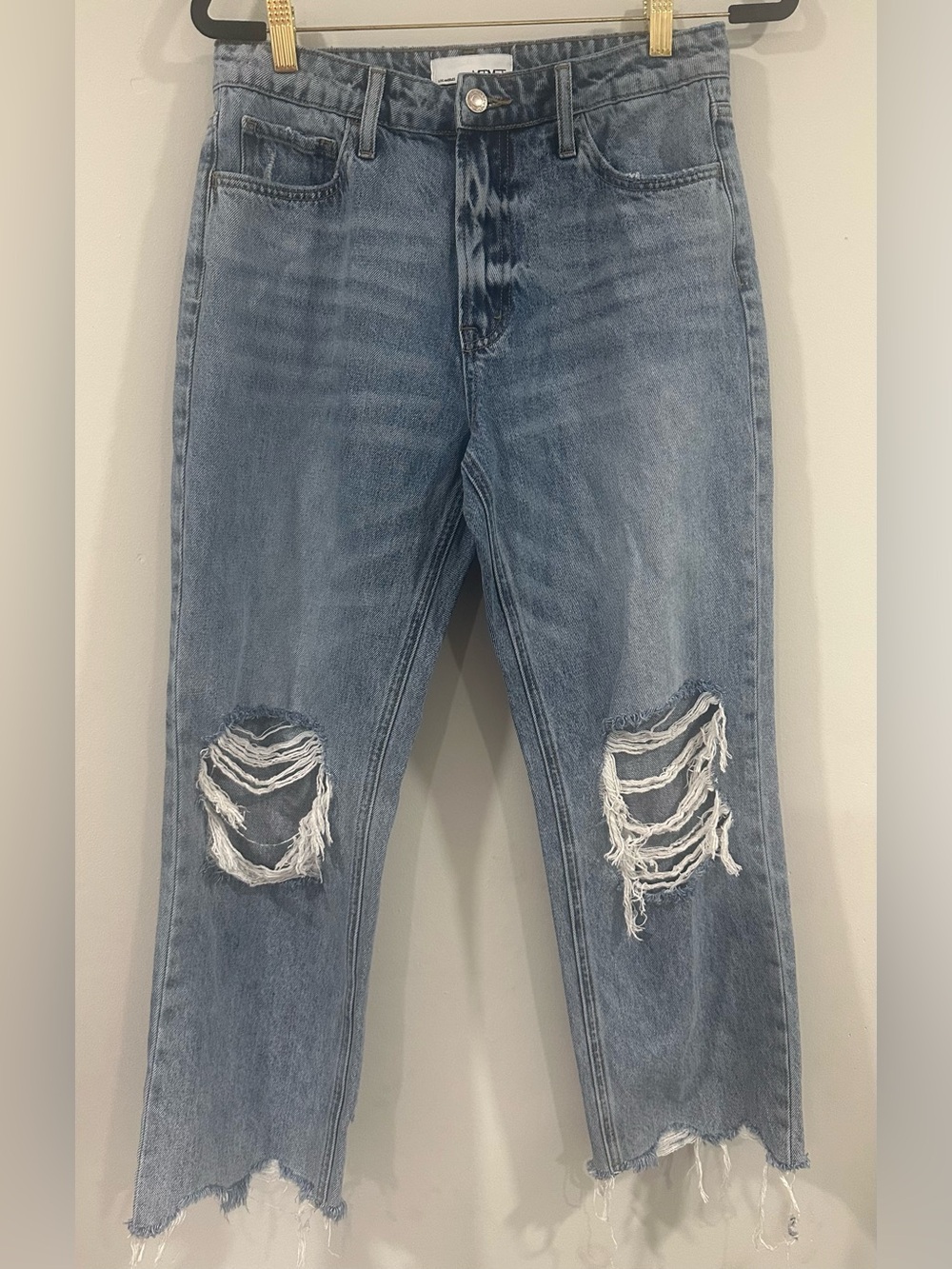 VERVET Los Angeles Distressed Straight Leg Size28 light Wash high rise rip jeans